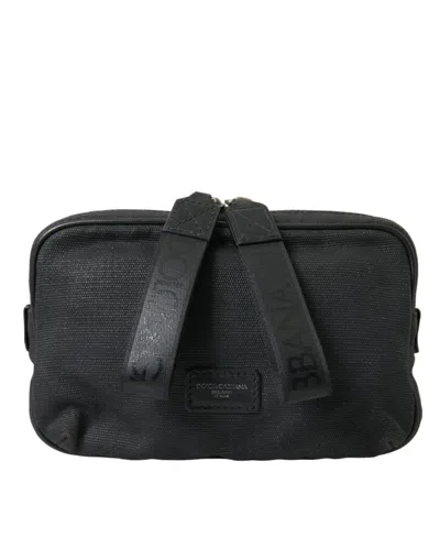 Shop Dolce & Gabbana Sleek Black Canvas Belt Bag