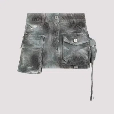 Shop Attico Stained Green Camouflage Fay Mini Skirt