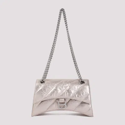 Shop Balenciaga Stone Beige Crush Chain Leather Handbag In Metallic