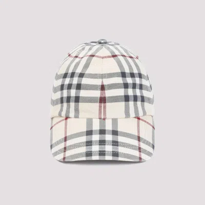 Shop Burberry Stone White Check Baseball Hat In Nude & Neutrals