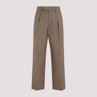 Shop Lemaire Taupe Melange One Pleat Cotton Pants In Brown