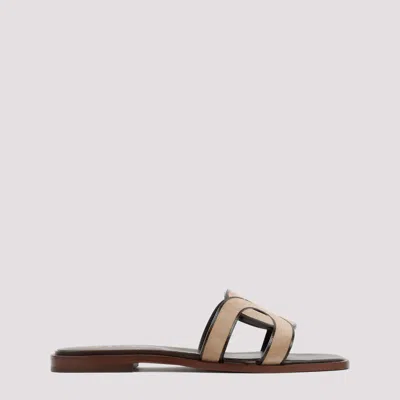 Shop Tod's Tobacco Suede And Leather Sandal In Nude & Neutrals