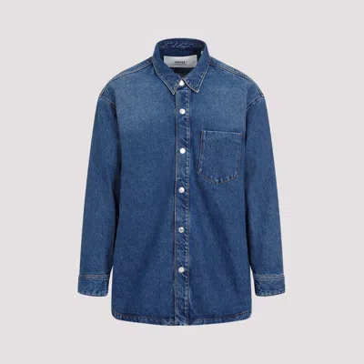 Shop Ami Alexandre Mattiussi Used Blue Oversized Adc Cotton Overshirt