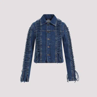 Shop Jean Paul Gaultier Vintage Blue Cotton Corset Denim Jacket