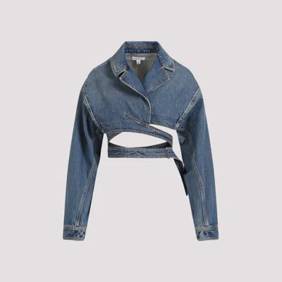 Shop Alaïa Vintage Blue Crossover Cotton Jacket