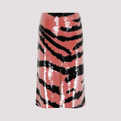 Shop Bottega Veneta Viscose Sequin-embroidered Tiger-print Skirt In Multicolour