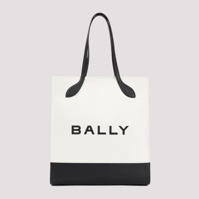 Shop Bally White And Black Logo Shopping Bag In Nude & Neutrals