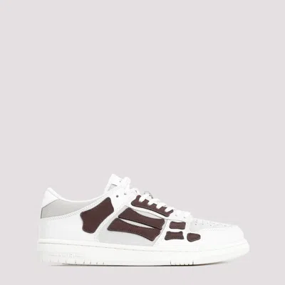 Shop Amiri White And Brown Skeltop Low Sneakers In Nude & Neutrals