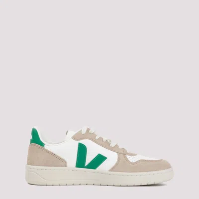 Shop Veja White And Green Leather V10 Sneakers