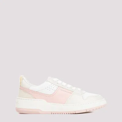 Shop Ferragamo White And Pink Leather Dennis Sneakers In Nude & Neutrals