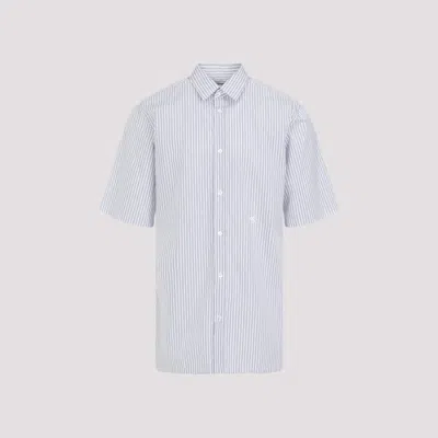 Shop Maison Margiela White Blue Ss Cotton Shirt