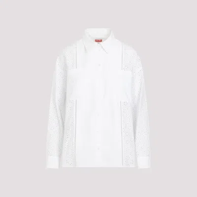 Shop Kenzo White Broderie Anglaise Cotton Shirt