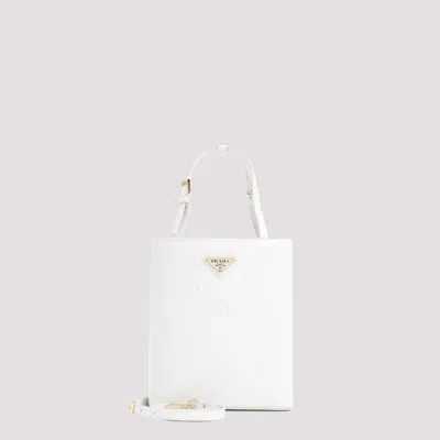Shop Prada White Brushed Calf Leather Handbag
