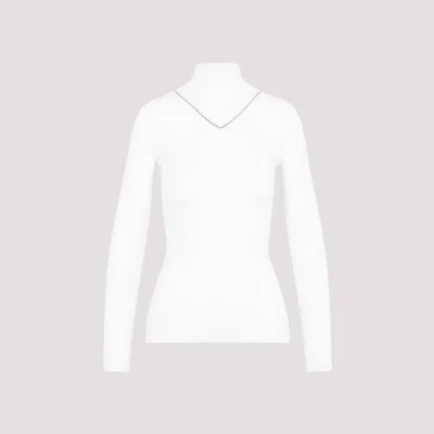 Shop Bottega Veneta White Cashmere Turtleneck Sweater