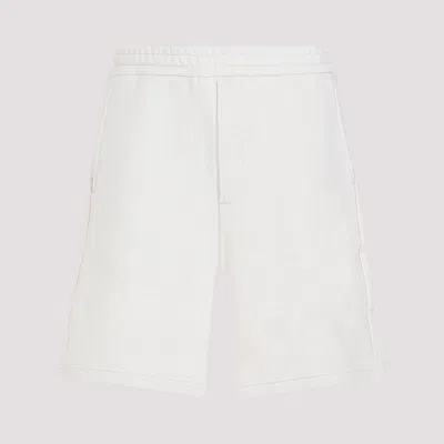 Shop Prada White Cotton Bermuda Shorts In Nude & Neutrals
