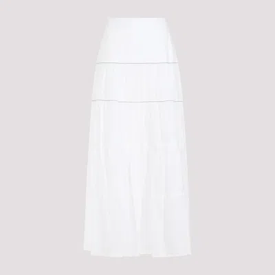 Shop Peserico White Cotton Monile Voile Skirt