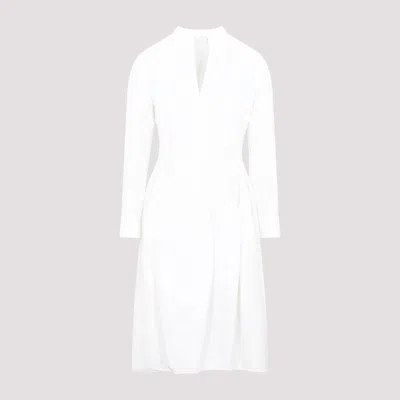 Shop Bottega Veneta White Cotton Shirt Dress With Long Sleeves