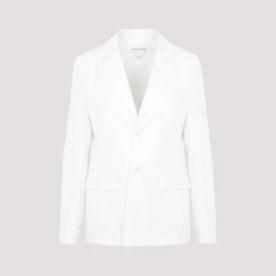 Shop Bottega Veneta White Cotton Twill Jacket