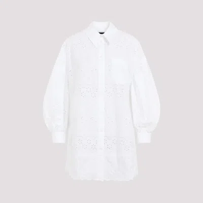 Shop Simone Rocha White Drop Signature Short Sleeves Shirt Cotton Dress