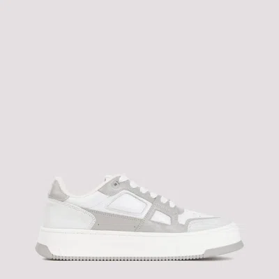 Shop Ami Alexandre Mattiussi White Grey New Arcade Leather Sneakers