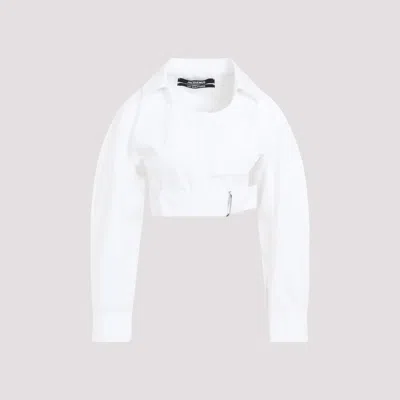 Shop Jacquemus White La Chemise Obra Cotton Shirt