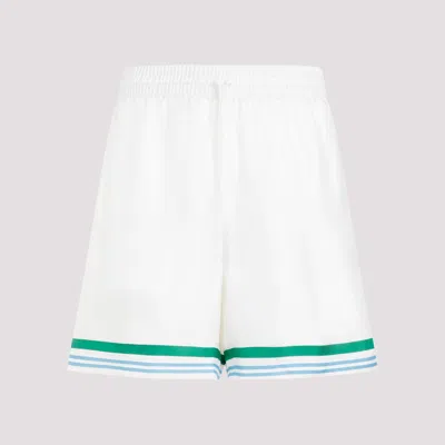Shop Casablanca White Le Jeu Colorè Silk Shorts