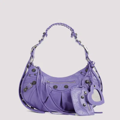 Shop Balenciaga White Leather Le Cagole Shoulder Bag In Pink & Purple