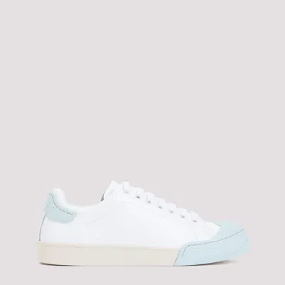 Shop Marni White Light Blue Dada Bumber Leather Sneakers