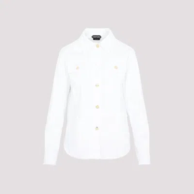Shop Tom Ford White Lightweight Denim Jean Shirt