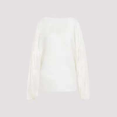 Shop Khaite White Quico Silk Top