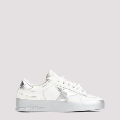 Shop Golden Goose White Silver Stardan Cow Leather Sneakers