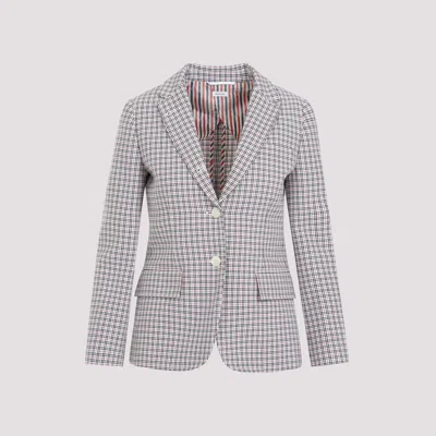 Shop Thom Browne White Small Check Cotton Jacket In Multicolour