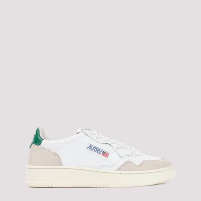 Shop Autry White Suede Leather Medalist Green Sneakers