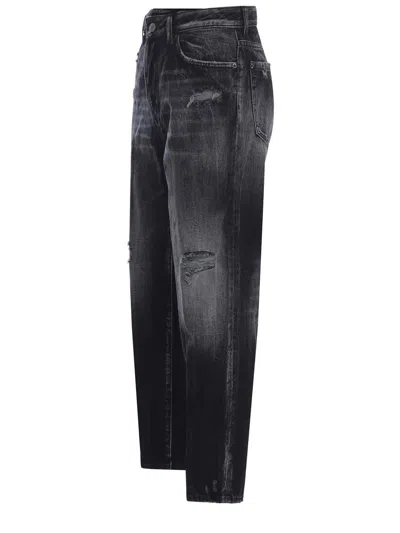 Dsquared2 Straight-leg Jeans With Faded Effect And 5 Pockets In Denim Nero