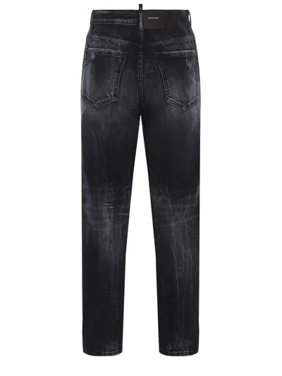 Dsquared2 Straight-leg Jeans With Faded Effect And 5 Pockets In Denim Nero