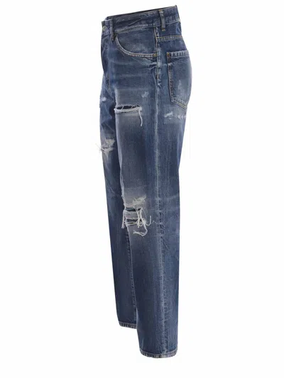 Dsquared2 Cropped 5-pocket Denim Jeans With Waist Loops For Women Ss24 In Denim Azzurro