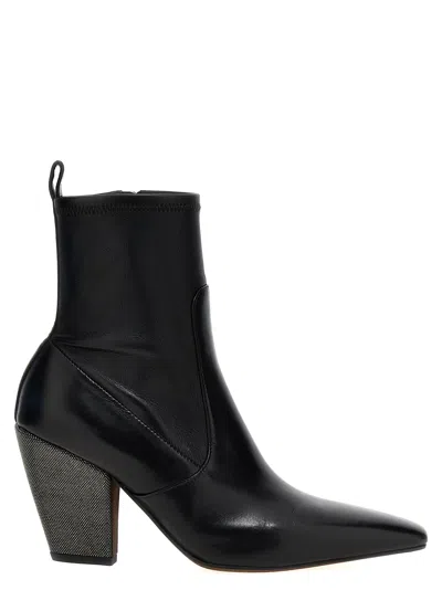 Shop Brunello Cucinelli Jewel Heel Ankle Boots Boots, Ankle Boots In Black