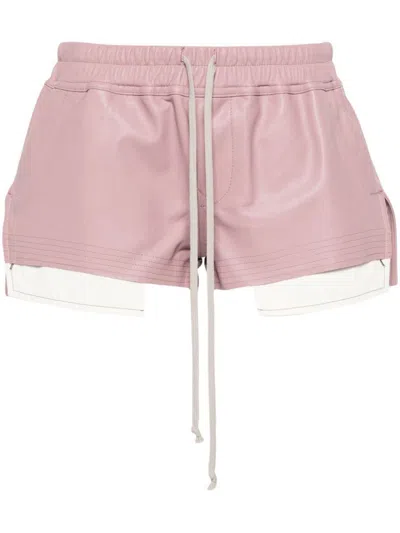 Shop Rick Owens Fog Boxers Leather Shorts In Dusty Pink