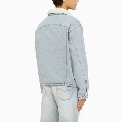 Shop Erl Levi's X  Sherpa Trucker Jacket In Blue