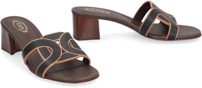 Shop Tod's Leather Mules In Brown