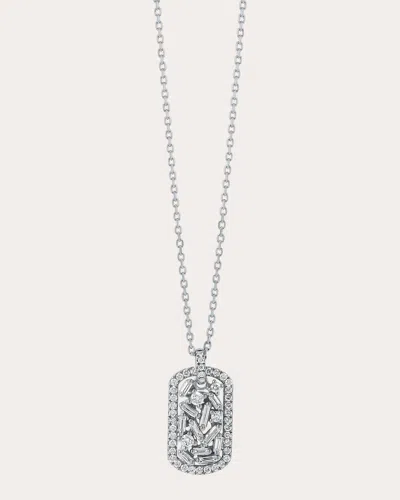 Shop Suzanne Kalan Women's Classic Diamond Dog Tag Pendant Necklace In Silver