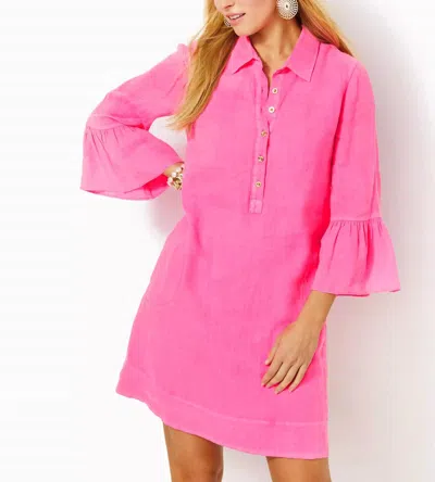 Shop Lilly Pulitzer Jazmyn Linen Tunic Dress In Roxie Pink In Multi