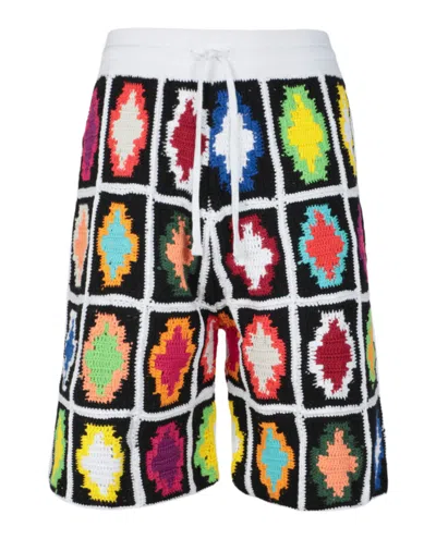 Shop Marcelo Burlon County Of Milan Macrame Cross Knit Shorts In Multi