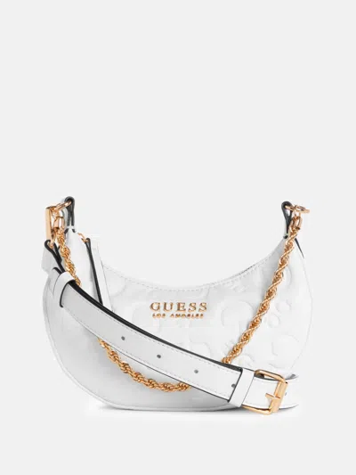 Shop Guess Factory Palmillas Logo Crescent Crossbody In White