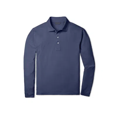 Shop Scott Barber Men's Tech Jersey Long Sleeve Polo In Navy In Blue