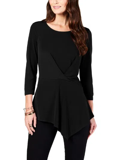 Shop Alfani Womens Peplum Asymmetric Blouse In Black