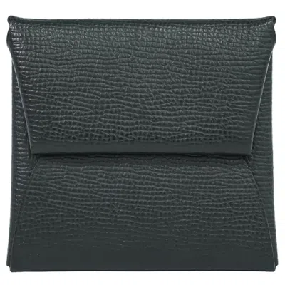 Shop Hermes Bastia Leather Wallet () In Black