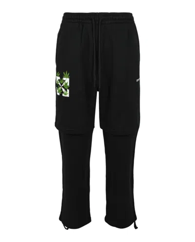 Shop Off-white Weed Arrows Double Sweatpants In Black