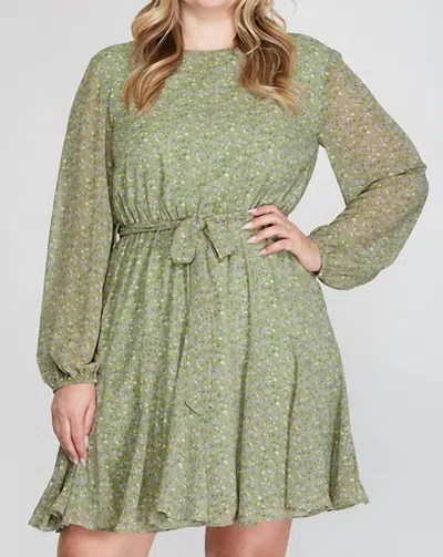 She + Sky Sage And Lavender Dress In Green In Green