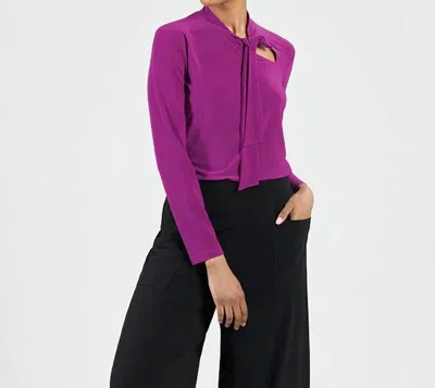 Shop Clara Sunwoo Asymmetrical Bow Tie-neck Top In Violet In Purple